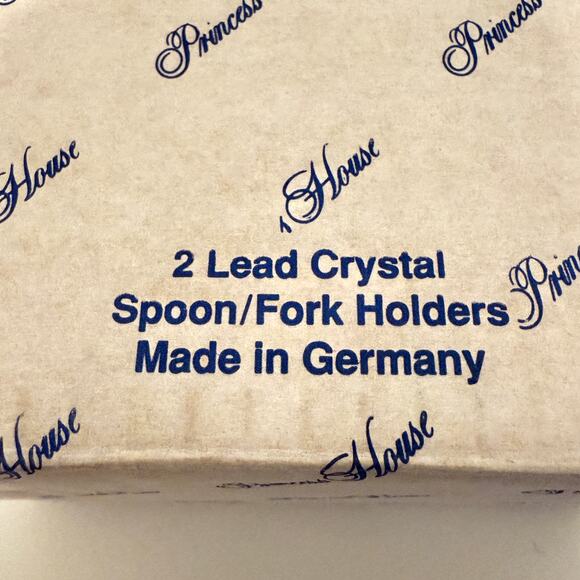 Princess House Set of 2 Lead Crystal Spoon And Fork Holders Dining Tableware New - Picture 5 of 7
